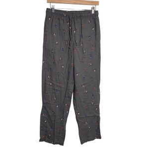 Sonoma Men's Flannel Pajama Pants PJ Lounge Size Small Gray Ski Novelty Print